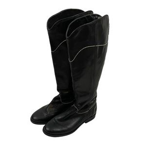 Boden Black Leather Knee High Riding Boots Size 38